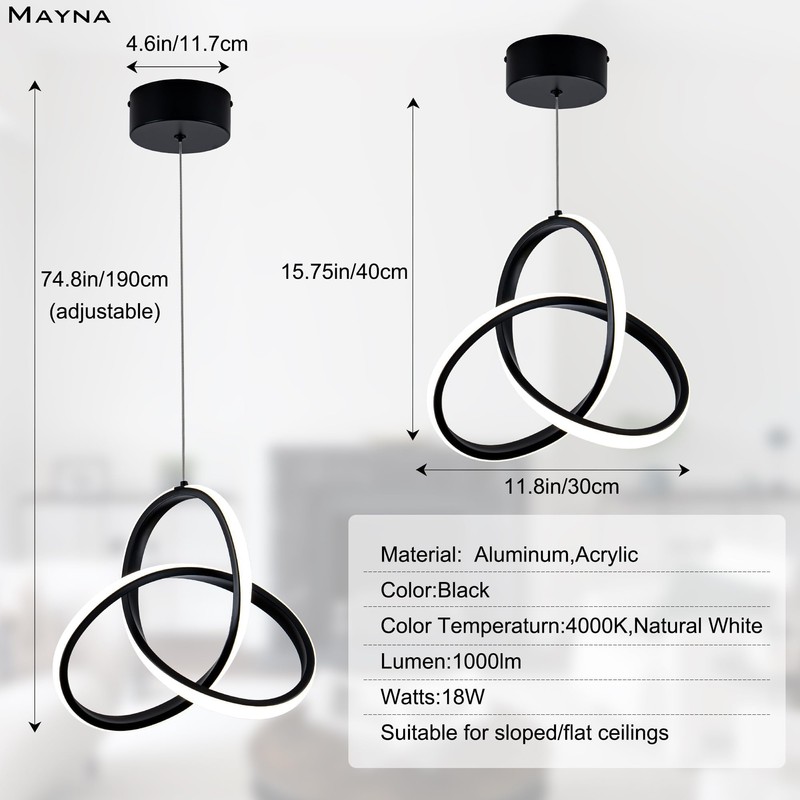 MAYNA Modern Spiral Led Pendant Light, 4000K Natural White Pendant