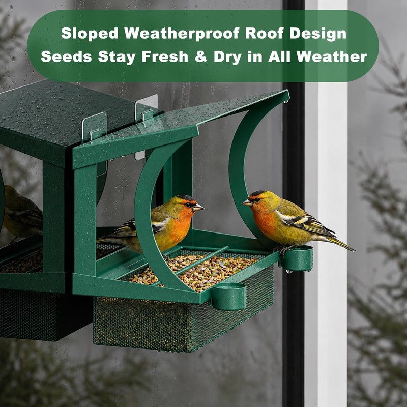 HOSUN 2-in-1 Bird Feeder for Windows and Hanging,Adhesive Hook Mount