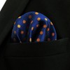 SHLAX&WING Large Silk Pocket Square Blue Dots Dotty Mens Hankies