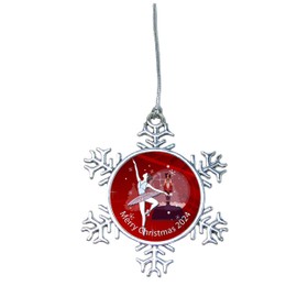 Ballerina Ballet Nutcracker Snowflake Merry Christmas Ornament Silver Metal Gift