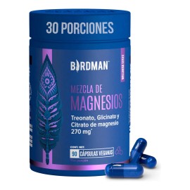 Birdman Mag Trifecta 270 mg | Citrato, Glicinato y Treonato de Magnesio | Sin Aditivos | 30 Porciones | 90 Cápsulas
