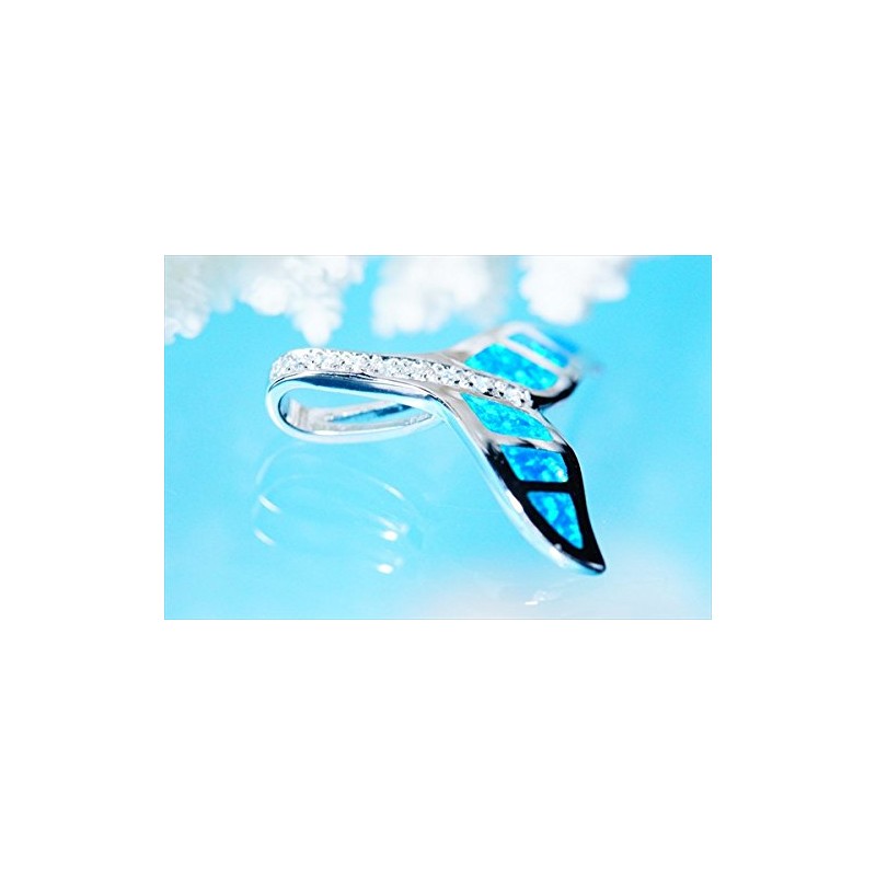 Whale Tail Blue Opal & Clear Cubic Zirconia Line Embellished