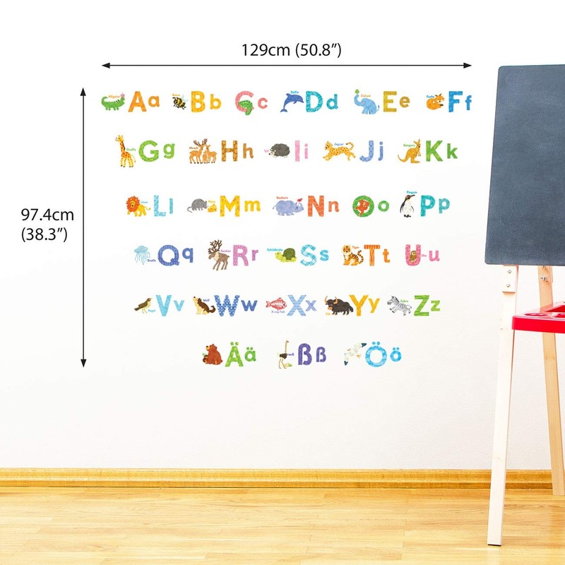 DECOWALL DS-1808DE ABC German alphabet wall sticker for children, letters