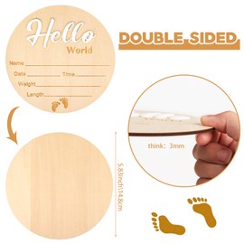 Baby Announcement Sign Wooden Hello World Newborn Sign for Nursery Newborn Sign for Hospital Baby Name Plaques of Photo Props Welcome Baby Sign for Baby Shower