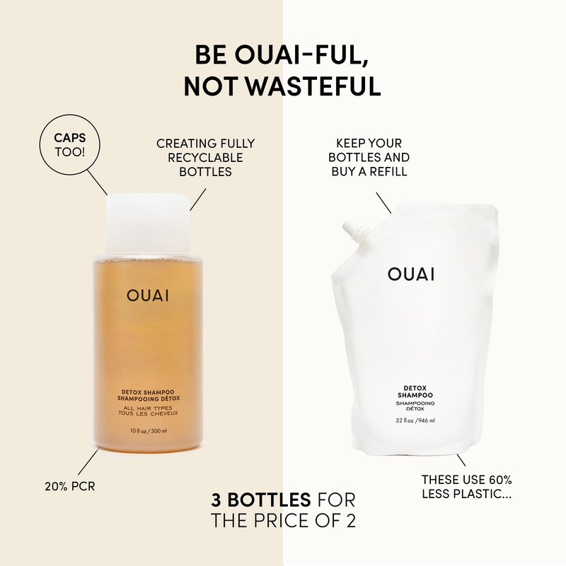 OUAI Detox Shampoo - Clarifying Shampoo for Build Up, Dirt,