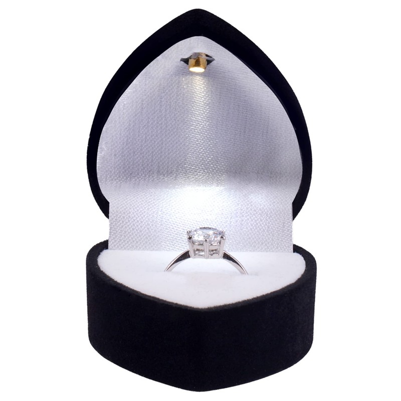 Noble Heart Ring Box with Light - Unique LED Engagement