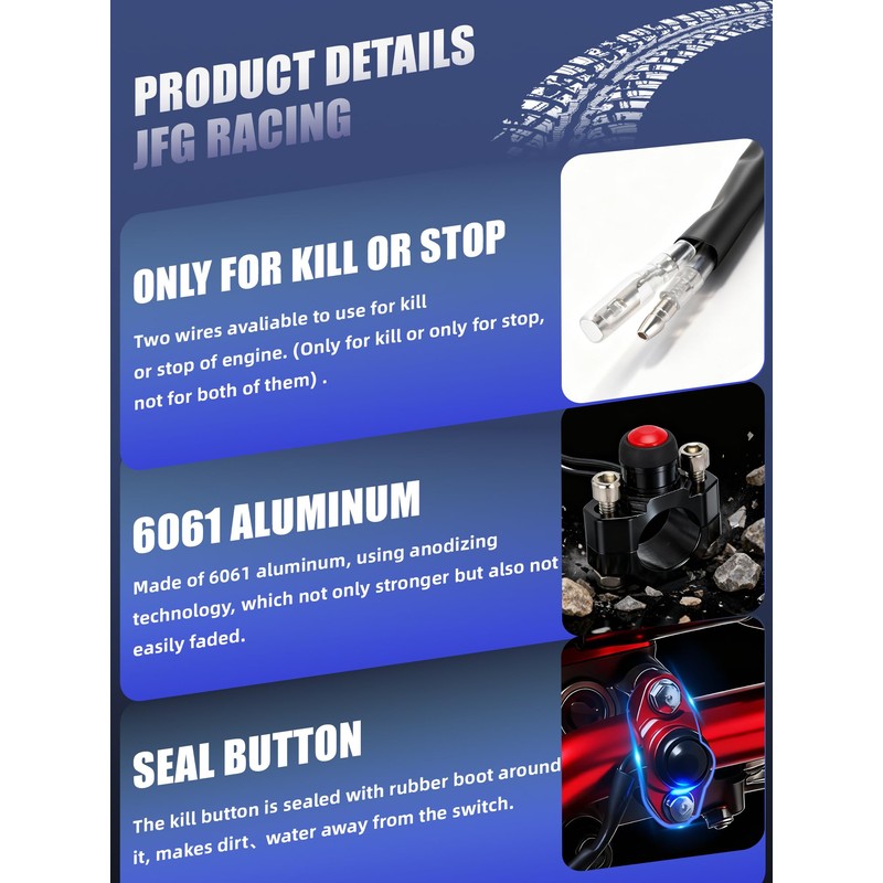 JFG RACING CNC Dirt Bike Engine Stop Start Kill Switch