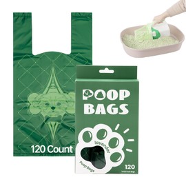 120 Count Scooper Standard Size Refill Bags Compatible with Neater Pet Scooper, Pet Waste Bag with Handle, Extra Thick and Spill Proof Poop Bag for Cat Litter, Easy to Tie