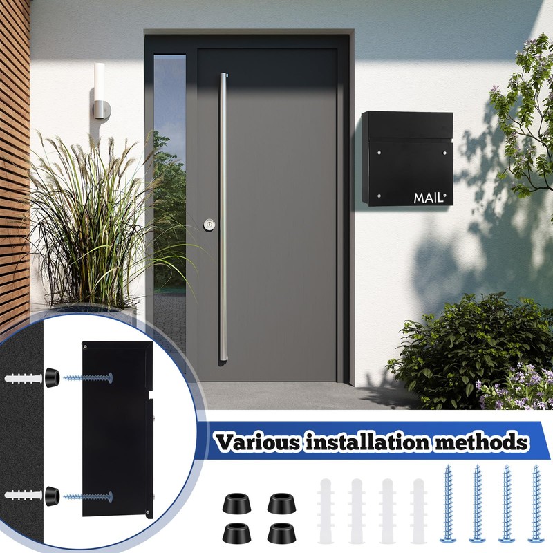 Yaocom Wall Mounted Modern Locking Mailbox 14.25" x 14" x