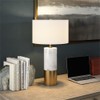 Henn&Hart 13" Marble/Brass Marble/Metal/Fabric Table Lamp
