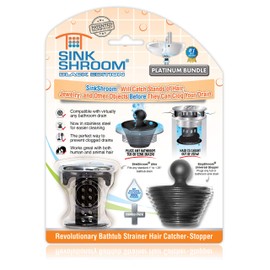 SinkShroom Combo Edition Revolutionary Bathroom Sink Drain Protector Hair Catcher, Strainer, Snare, Plus StopShroom Stopper