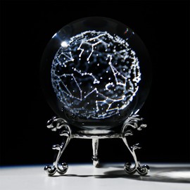 HDCRYSTALGIFTS Bola decorativa de vidrio de constelación 3D grabada con láser Feng Shui, esfera completa de vidrio para decoración del hogar, 60 mm