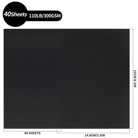 300gsm Black Cardstock - 40 Sheets A5 Size Cardboard Paper Cover Card Stock 110lb Heavyweight Paper Thick Paper for DIY Card Making,Invitations,Postcards,Business Cards PAC01BK040