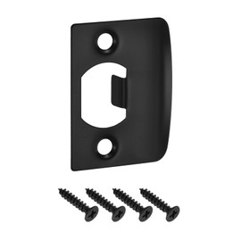 sourcing map Door Strike Plate, 57mm x 45mm Stainless Steel Latch Deadbolt Replacement Lock Strike Plate for Door Frame Door Jamb Reinforcement, Black