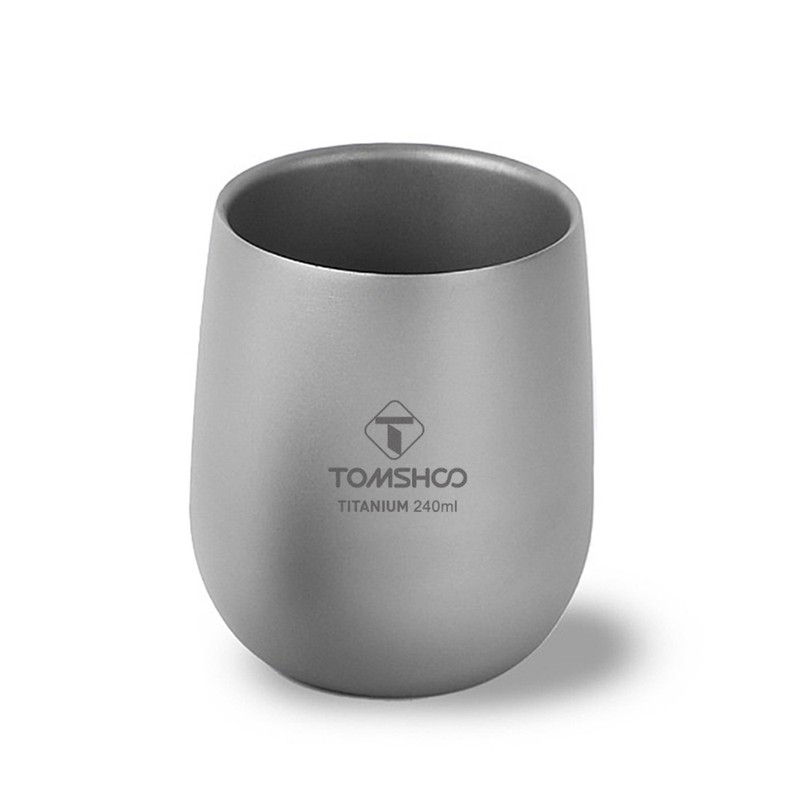 TOMSHOO Insulated Double Wall Drink Cup Camping Titanium Water Cup