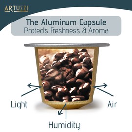 Artuzzi 120ct Espresso Pods I Compatible With Nespresso I Espresso Roma I Aluminum & Recyclable Coffee Pods I Italian Dark Roast