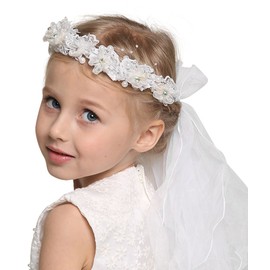 Diadema de flores de diamantes de imitación para niñas, corona de pelo, velo floral, Blanco_3, Talla única