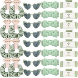 Loanzeg Bridesmaid Scrunchies headbands Proposal gifts Hair claws clips Set of 8 Bridal Shower heart sunglasses I do crew Gifts for Wedding Bachelorette Party Favors (32pc Sage Green)