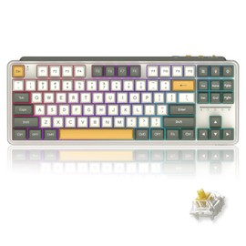 MIIIW 87-Key Hot-swappable Retro Mechanical Keyboard, True RGB Backlit, Tri-Mode Wired/ 2.4g Wireless/Bluetooth Connection, PBT Dye-Sub Keycaps, 4000mAh Battery-Gateron G-Pro Yellow Switch