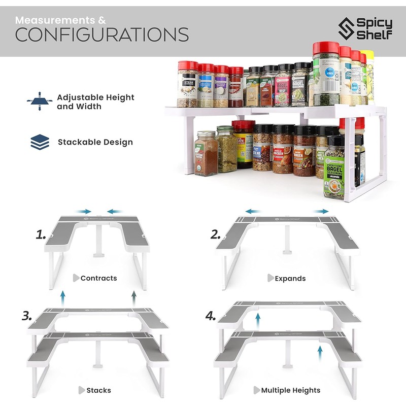 Spicy Shelf Deluxe - Expandable 2 Tiered Spice Rack Organizer
