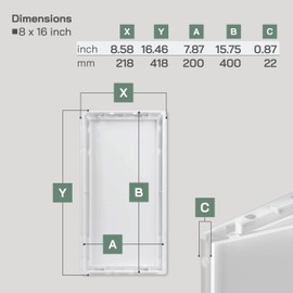 Vent Systems White ABS Plastic Access Panel 8 x 16 Inch (Opening) - Access Door for Drywall, Wall, Ceiling - Electrical, Plumbing Service Wall Hole Cover - Inspection Door - 8.6 x 16.5 Inch (Outer)