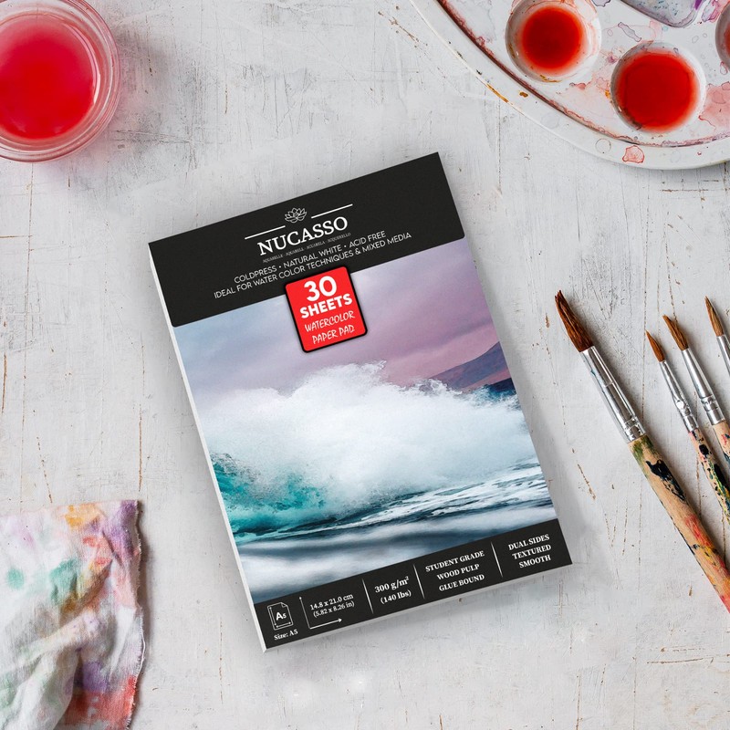 NUCASSO Watercolour Paper Pad - Pack of 2 - A5