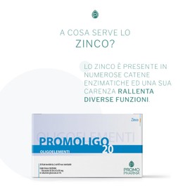 Promoligo 20 - Zinco - Oligoelementi Essenziali - Zinco - senza glutine - 20 fiale da 2 ml