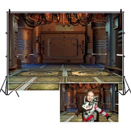 Leyiyi 7x5ft Spaceship Interior Backdrop Space Warehouse Science Fiction Photography Background Space Station Corridor Children Artistic Portrait Photoshoot Photo Booth Props Wallpaper