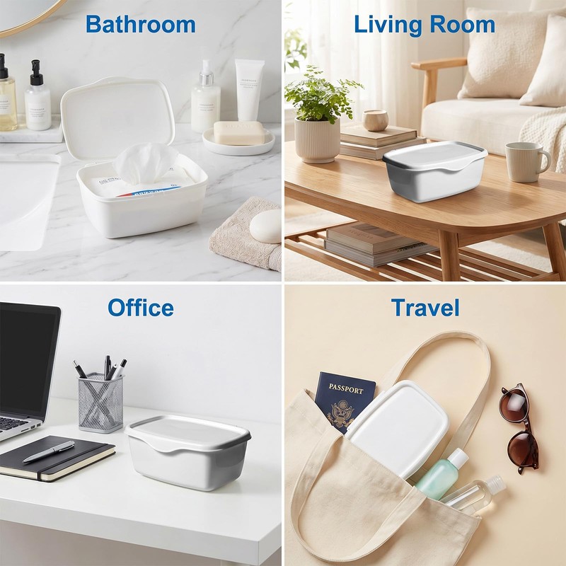 Wipes Dispenser Compatible with Flushable Wipes Refillable Wet Tissue Container
