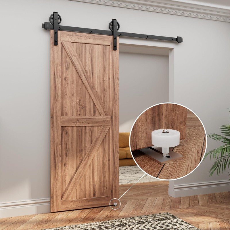 WINSOON Sliding Barn Door Floor Guide Brushed Nickel, Bottom Adjustable