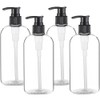 Empty Plastic Pump Bottles Dispenser 4 Pack 16oz/500ml Portable Clear