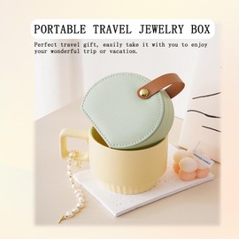 HUTUYIYI Mini Jewelry Travel Case Small Jewelry Box, Portable PU Leather Jewelry Organizer, Jewellery Storage Holder for Rings Earrings Necklace Organizer, Boxes Gifts for Girls Women (Light Green)