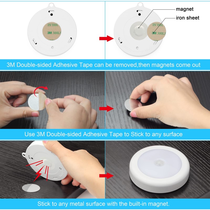 Mlambert 4 Pack Motion Sensor LED Night Light, Cordless Battery-Powered