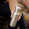 Uninsulated Stainless Steel Water Bottle, Single Wall, with Carrying Loop,