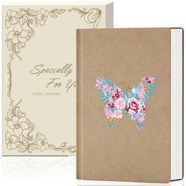 MINICAGIE Embroidered Fabric Journal for Women A5 Hardcover College Ruled Notebook with Gift Box Butterfly Floral Journaling Notebooks for Writing, 5.7 x 8.3 In,