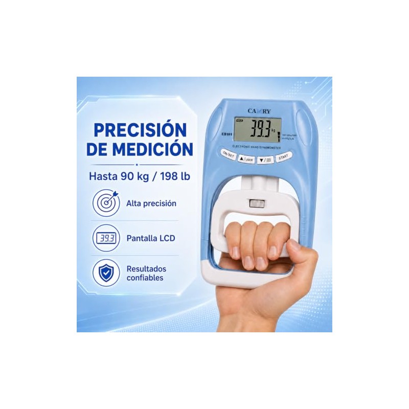Probador de Fuerza de Agarre, Dinamómetro Digital