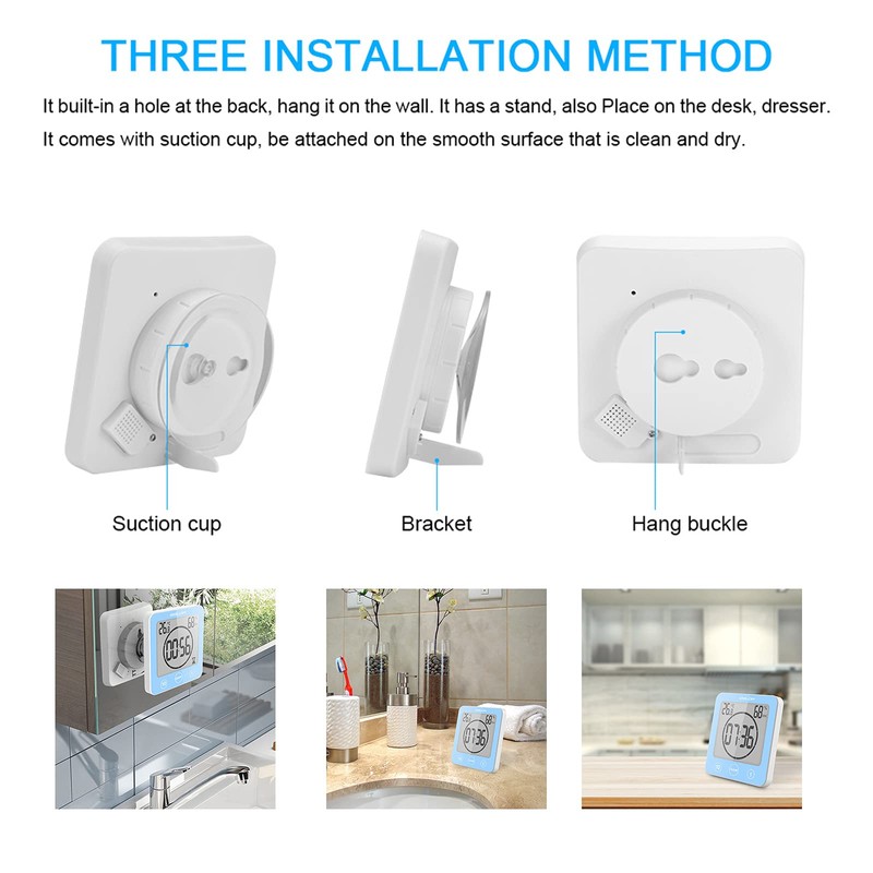 ZONJIE Bathroom Clock - Waterproof Shower Clock for Bathroom, Digital
