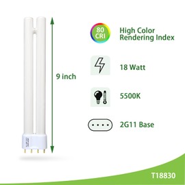 Dameiol 2Pack PL18-B-FFP 18W Replacement for OttLite T18330 T186C0 T40112 Fluorescent Light Bulb,18W Fluorescent Light Bulbs Tpye B,930lm,5500K Bright Natural Daylight,2G11 Base