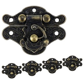 Mcredy Vintage Latch Hasp,Small Size Jewelry Box Antique Buckle Wooden Box Latch Retro Decorative Hasp Latch Buckle,Pack of 5