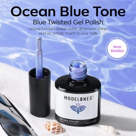 modelones Pearl Gel Nail Polish, 15 ML Shimmer Pearl White Blue Mermaid Nail Drawing Gel Polish Soak Off Uv Led Gel Polish Swirl Shell Thread Effect DIY Manicure Gift for Girls Women