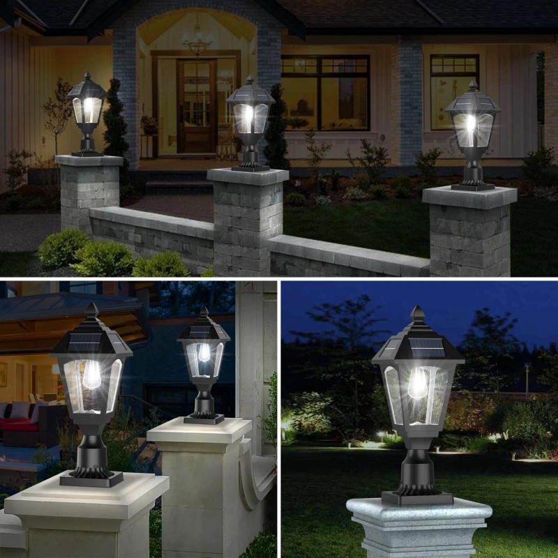 Benany Solar Post Lights Outdoor Waterproof, Aluminum Solar Lamp Post