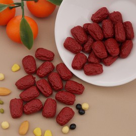 Gresorth 40pcs Lifelike Mini Jujube Fake Red Date Decoration Artificial Realistic Vegetable Food Model Home Cabinet Table Ornament