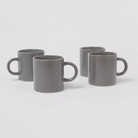 Threshold 15oz Stoneware Tilley Mugs Gray 4pk - NEW