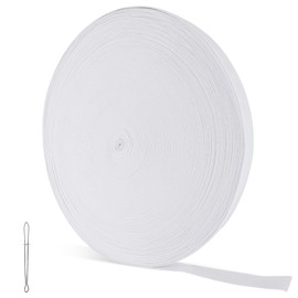 Sewing Elastic Ribbon, 40m*20mm Wide Flat Band, White Thick Elastic Tape, Webbing Stretch Band, Elastic Knit Spandex Spool, Thick Stretchy Band, Elastic Band for Sewing Craft Accessories with Threader