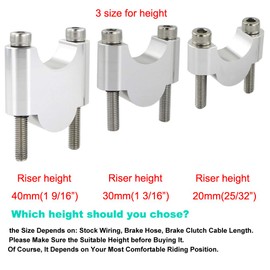 Xitomer 7/8'' Motorcycle ATV Dirt Bike HandleBar Risers Without Clamps, Fit For Grom MSX125 / CRF250L, Z125, DRZ400 / V-Strom, FZ16 TT-R230 (30mm(1 3/16''),silver)