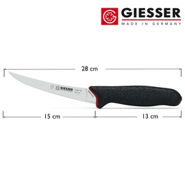 GIESSER seit 1776 - Made in Germany - Ausbeinmesser rutschfest PrimeLine, starke Klinge 15 cm, schwarz, scharfes Metzgermesser spülmaschinenfest, rostfrei, 11251 15