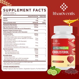 Itharoventis Cholesterol Supplements with Plant Sterols, Omega3, Red Yeast Rice, Bergamot Orange, Garlic - Advenced Absorption Formula - 90 Softgels