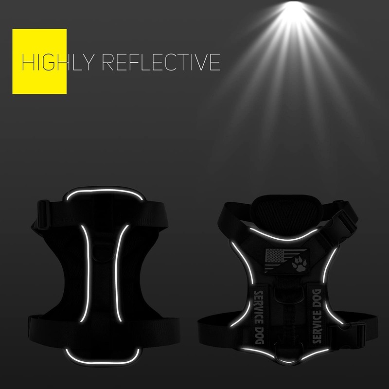 Demigreat Service Dog Harness, Reflective Dog Vest Harness with 5