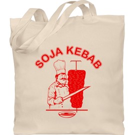 Shirtracer - Statement with saying - Soy Kebab logo vegan vegetarian - fabric bag made of cotton jute bag long handle, 1 natural white, Einheitsgröße