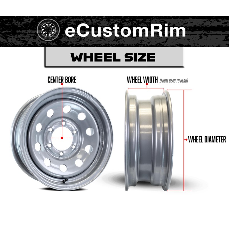 eCustomrim Aluminum Trailer Wheel 15X6 15 Inch A1411 Silver Grey